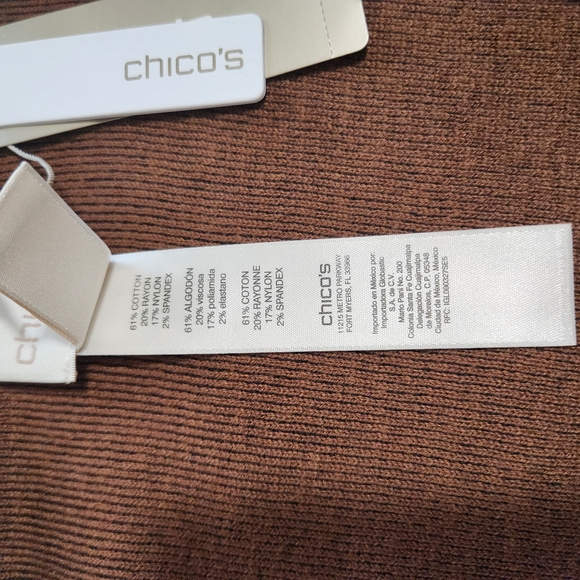 Chico's Black & Brown Open Front Longline Reversible Cardigan Size 3 Petite NWT - Picture 7 of 9